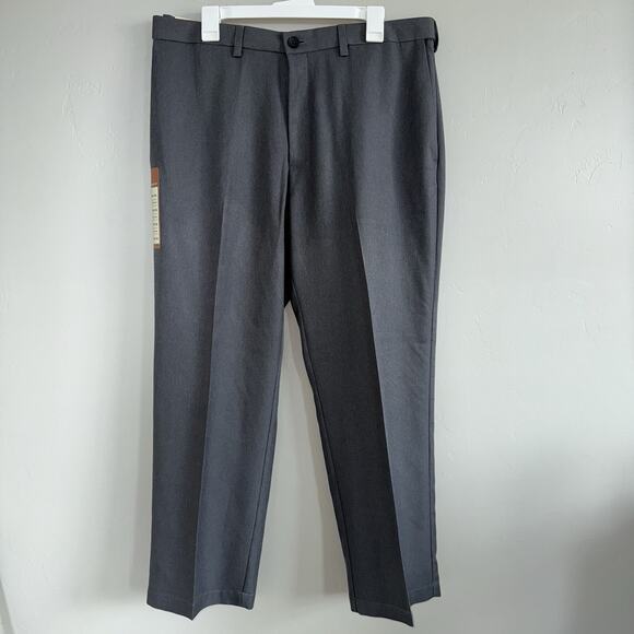 NWT Haggar Mens 38x29L Classic Fit Cool 18 Performance Pants Dark Heather Gray - Picture 1 of 5